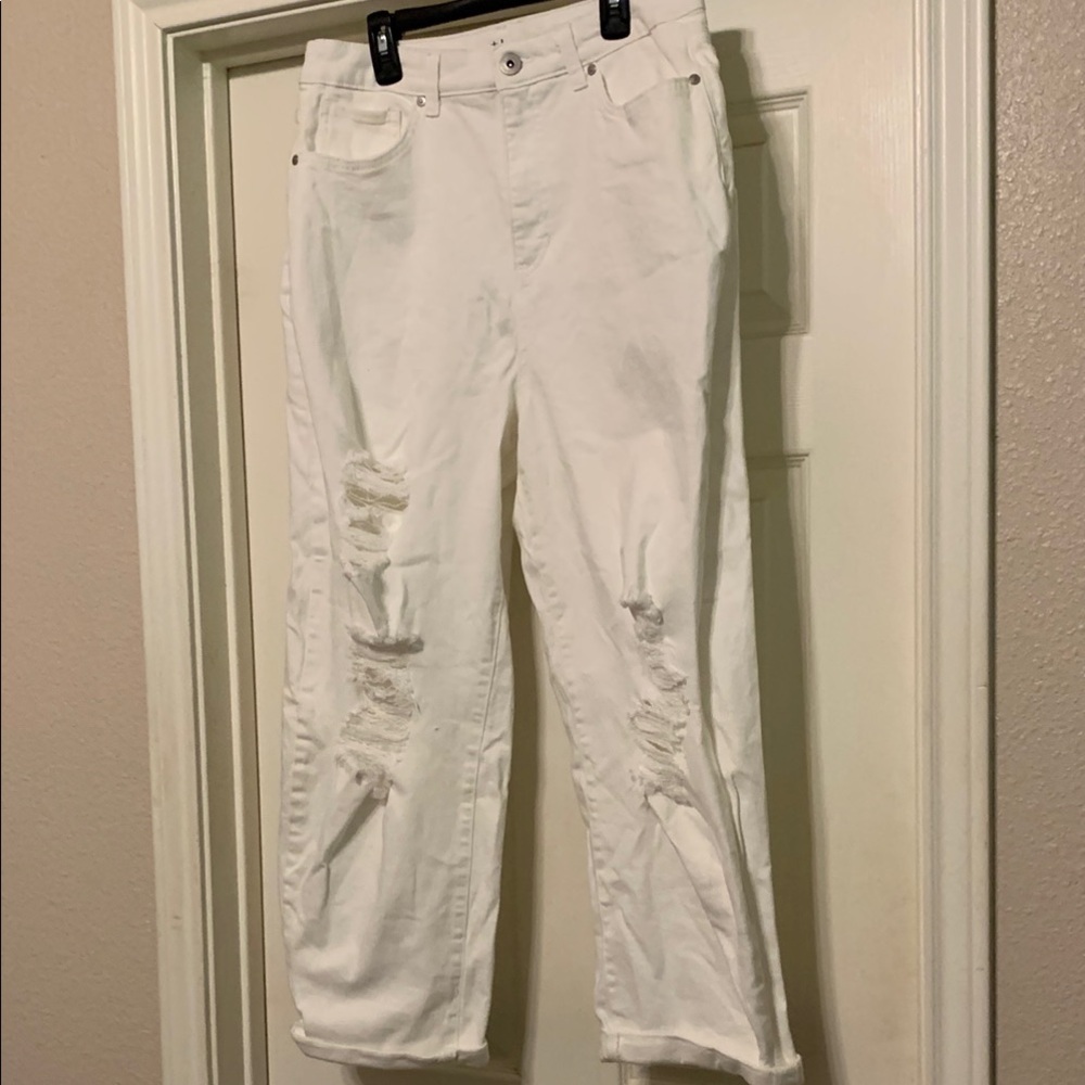 Women's White Distressed Jeans